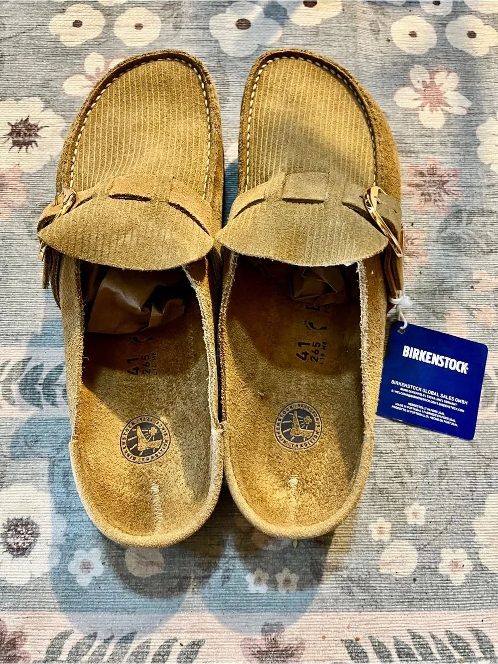 New Birkenstock BUCKLEY Suede Corduroy Clog CORK BROWN Normal Narrow  Us10 Eu41 - Picture 7 of 15